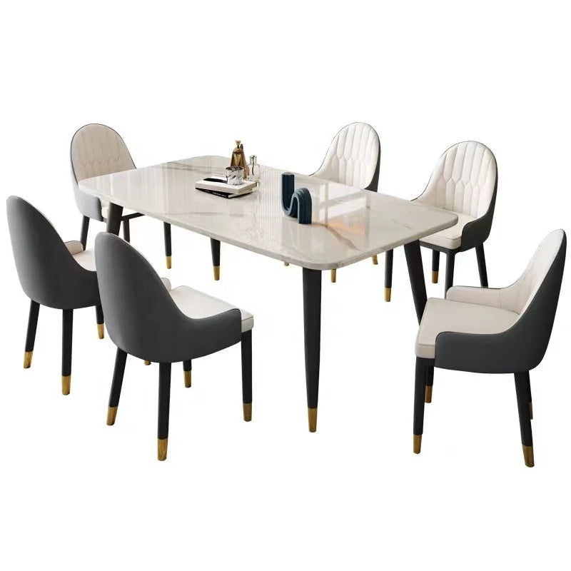 Dining Table Manufacturing Design Set 6 Seater with Chairs Luxury Rectangle Marble Table for Restaurant