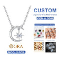 Mini Abstract Star Moon Pendant Fine Jewelry Girl Birthday Gift Silver S925 0.5 Carat Moissanite Necklace Women 2023