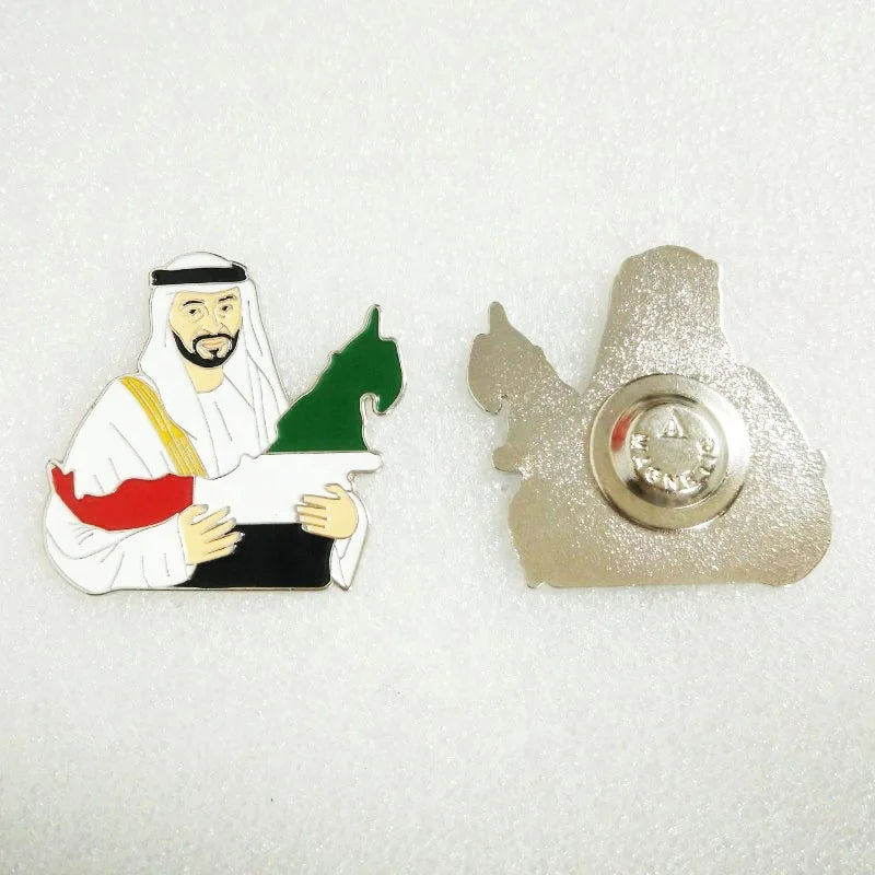 Stock Ready Best Seller the Emirates National Day 54 Metal Magnetic AE Abu Dhabi Sheik Sheikh Shaikh Zayed & Map Chest Pin Badge