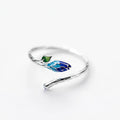 Vintage Enamel Leaves Adjustable Women Finger Rings for 925 Sterling Silver Jewelry