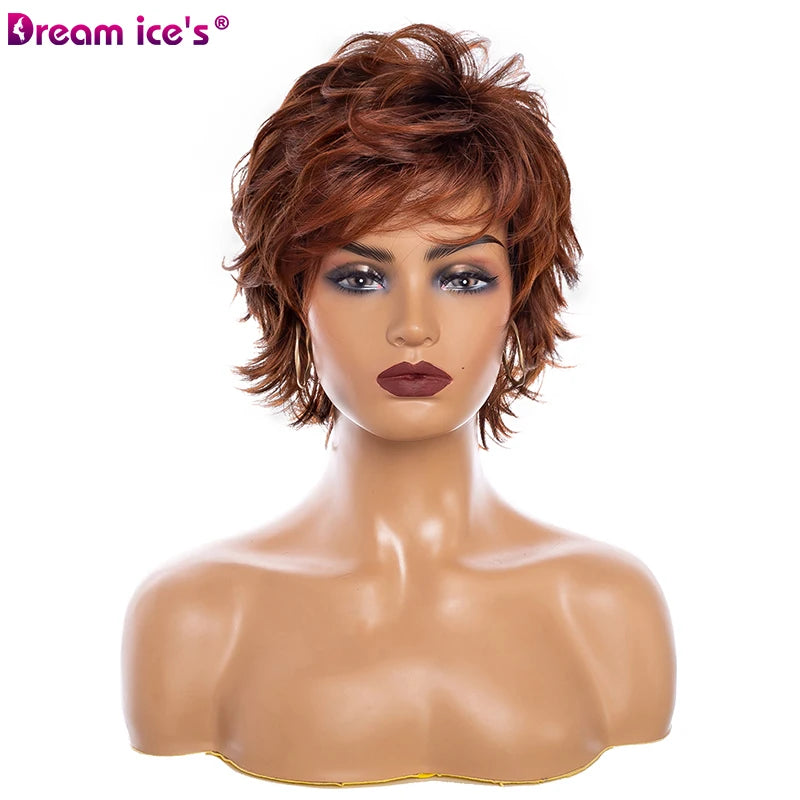 XISHIXIUHAIR Short Wig Gradient Color Fashion Luxury European American Short Synthetic Mechanism Hair Wigs for White Women