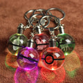 3D Laser Engraving Poke Ball Key Ring Cartoon Pocket Monsters Led Keyring Crystal Keychain Birthday Gifts for Kids