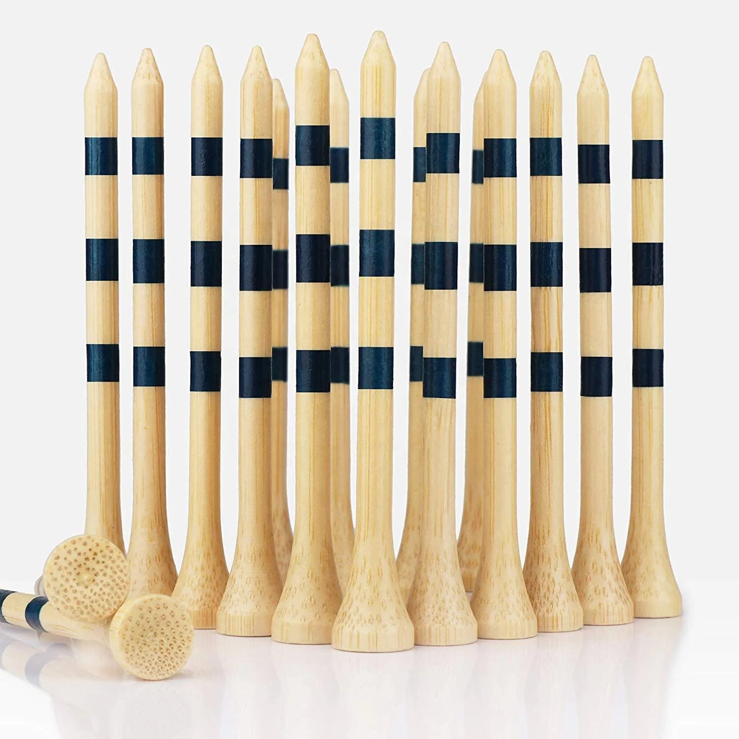 Custom Logo Stripes Tee 45/70/83mm Wood Bamboo Plastic Golf Tees Golf Accessories Supply