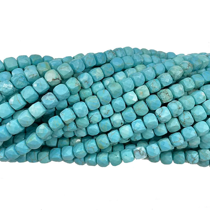 4mm Natural Blue Turquoise Faceted Cube Loose Beads for DIY Jewelry Making 4mm 5mm