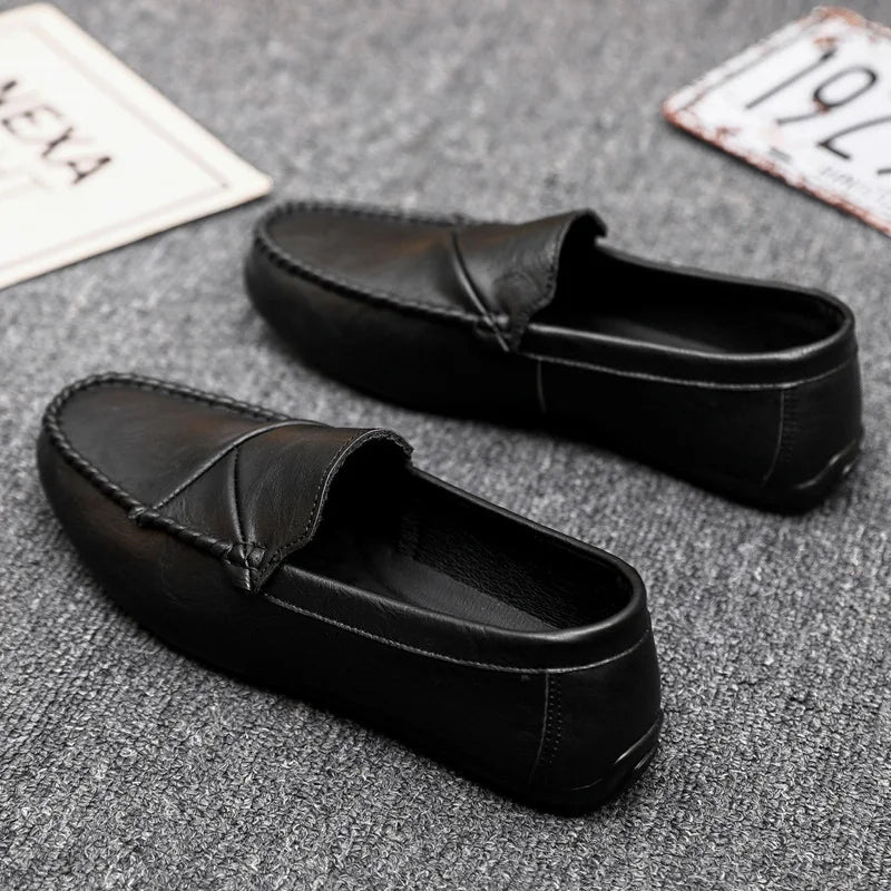 Men's Low Top PU Leather Casual Walking Shoes Fashionable Breathable Loafer Shoes for Outdoor Work Office