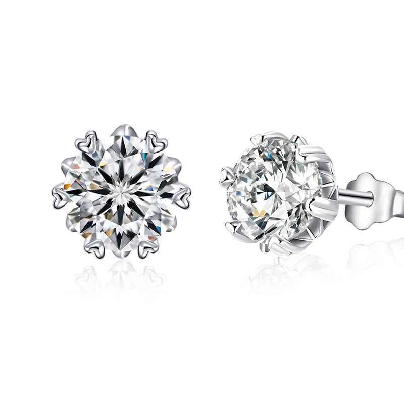 925 Silver Jewelry Classic Moissanite Diamond Earring Six Claw Fancy Stud Earring for Men and Women