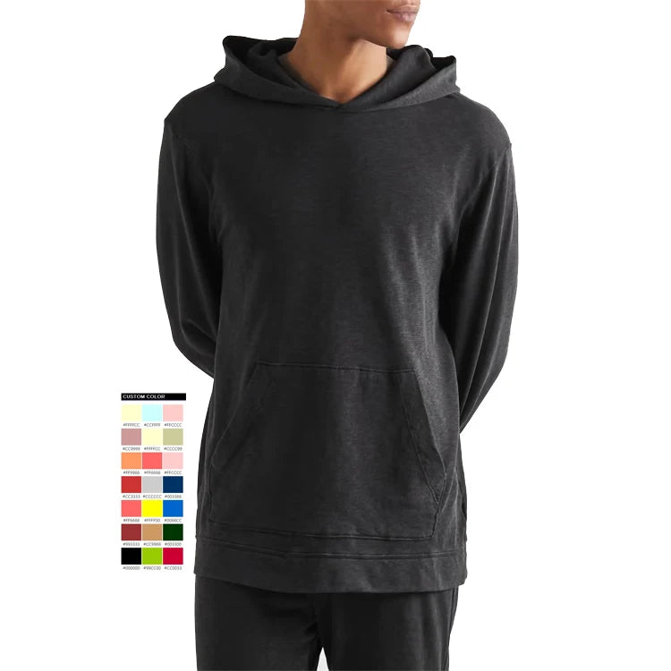 Custom Plain Blank Without String French Terry Basic Pullover Hoodie for Men