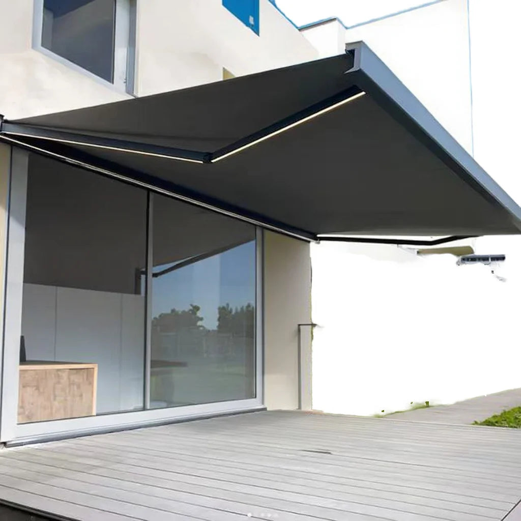Custom Electric Motorized Retractable Awning Heavy Duty Full Cassette for Outdoor Sunshade Patio Garden Aluminum Alloy Coated 3m