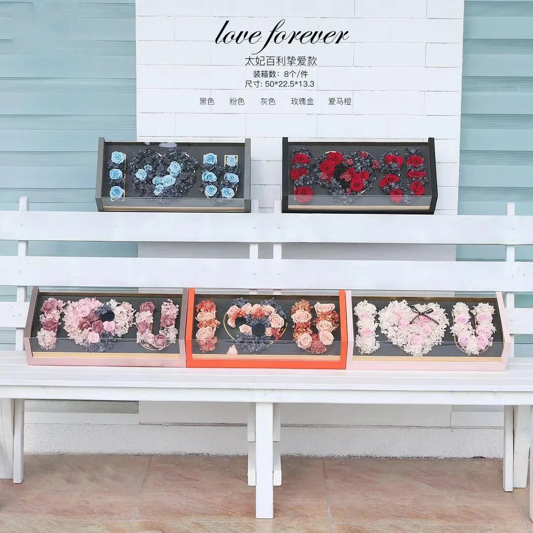 Direct Sales Manufacturer High-End Valentine's Day Toffee Bailey-Love Acrylic Panoramic Flower Packaging Box Recycled Materials