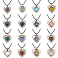 30MM*30MM Antique Copper Retro Heart Shaped Gemstone Necklace Natural Agate Stone Jewelry Decoration for Women Gifts