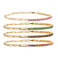 Fatingna Vintage Brass Gold Plated Stainless Steel Bracelets Trendy Geometric Mixed Colors Cubic Zircon Pearl for Anniversary