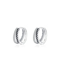 Daidan Earring Huggie Ladies Fashion Double Layer Black and White Cz Cubic Zirconia Hoop 925 Sterling Silver Earring
