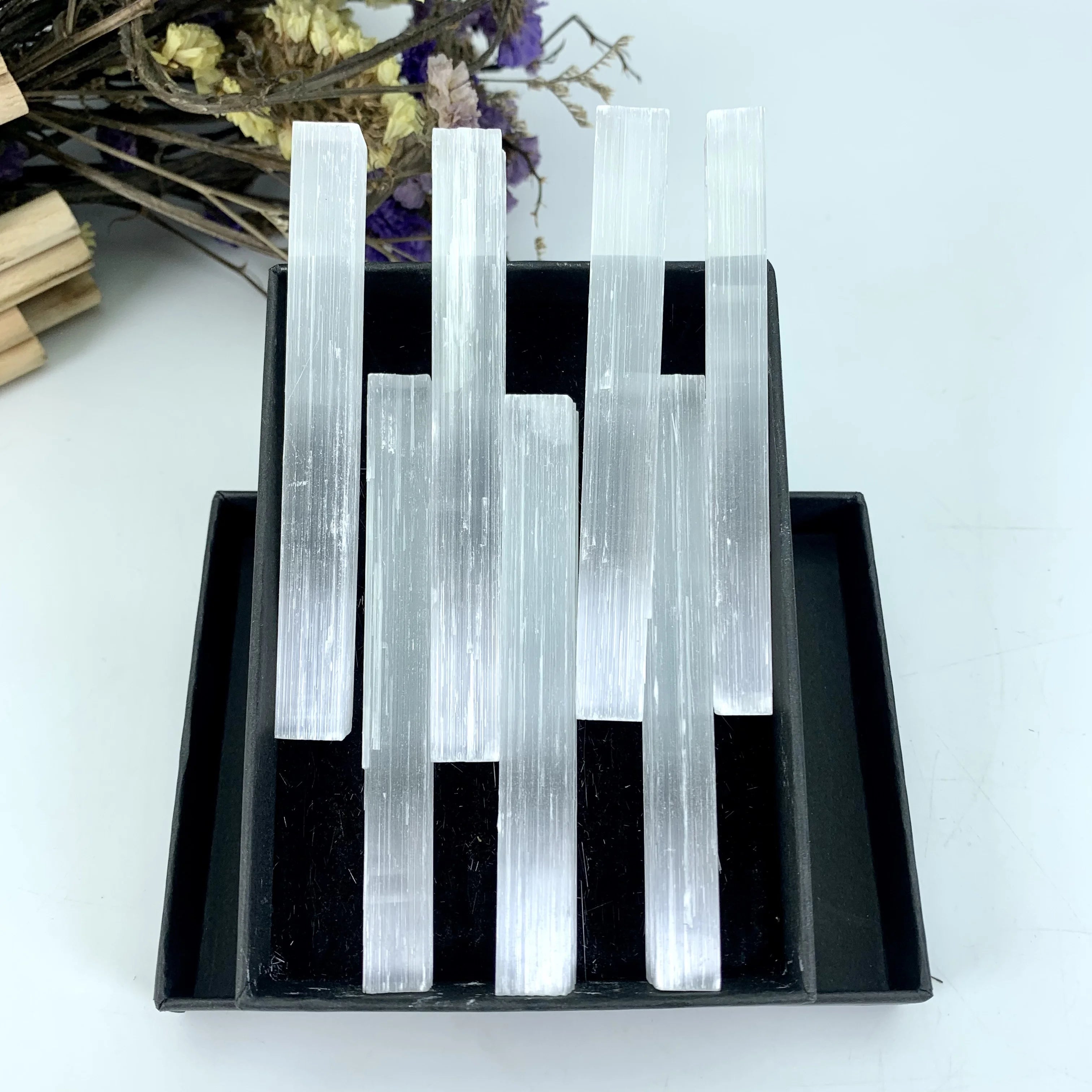 200g Bulk Wholesale Crystals Healing Stone Rough Selenite Wand Raw Selenite Sticks