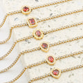 Waterproof Trendy Adjustable 18K Gold Plated Stainless Steel Chain Iced Charm Bracelets Square Heart Women's Party
