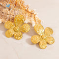 SUMMLY Wholesale Vintage Irregular Flower Stud 18K Gold Plated Stainless Steel Earrings