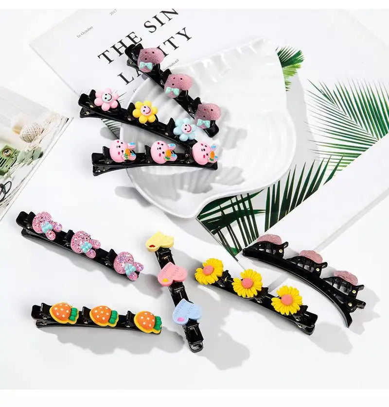 Wholesale Eco-Friendly Waterproof Cute Cartoon Plastic Daisy Rectangle Sun Protection Braided Hair Clip Girls Wedding Occasion