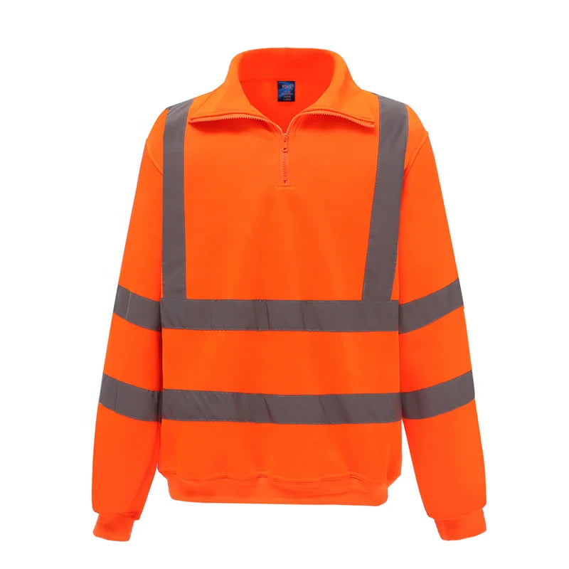 Hi Vis Safety Fleece Zip Hoodie Sweatshirt ANSI Reflective With Black Bottom for Men  Hi-Vis Lime Zipper Sweatshirt