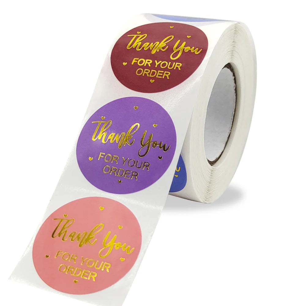 KYW Printing Custom Round Logo Self Adhesive Circle Roll Labels Thank You Label Stickers