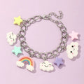 G646 Children Jewelry Clouds Unicorn Stars Biscuits Thick Chain Bracelet Rainbow Butterfly Kids Bracelets