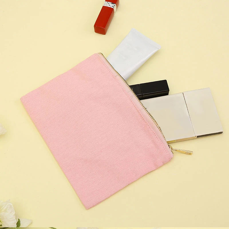 Canvas Zipper Pouch Makeup Cosmetic Brush Travel Case Luxury Makeup Bag Gold Fashion Tote Bag with Zipper Reusable