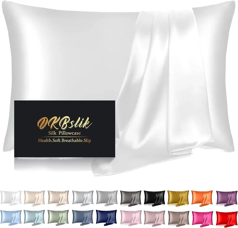 Custom Silk Pillowcase Woven Solid Sublimation Linen Cotton Pillow Cases 45cm 14x36 Pillow Cover 100% Silk Queen Size 19mm/22mm