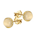 RINNTIN GME11 925 Sterling Silver Earrings Gemstone Jewelry Round Shape Handmade Genuine Natural Moonstone Earring for Women