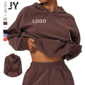Joyyoung Women Sportswear Fitness Long Sleeve Hooded Sweatshirt Workout Gym Crop Top Hoodie Pullover Women