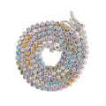 Exquisite Rainbow CZ Tennis Chain Necklace Brass 18K Gold Plated Women's Fashion Jewelry