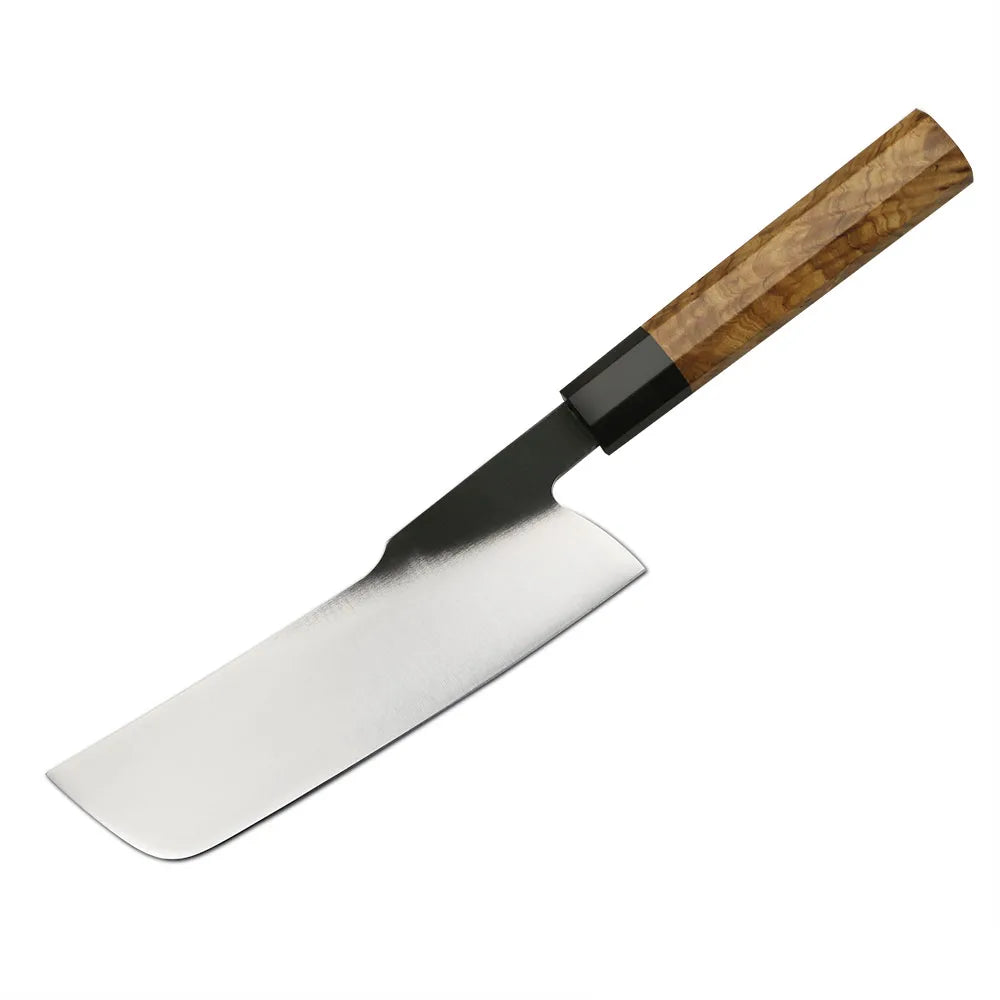 Yangjiang Amber 440C Stainless Steel Handmade Nakiri Kitchen Knife with Olive Wood Handle Eco-Friendly Gift Box Packaging