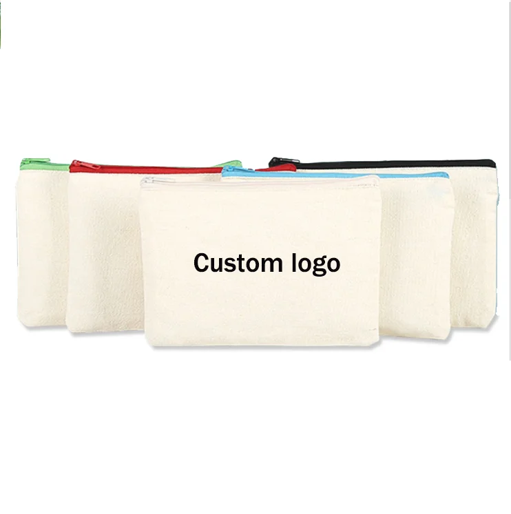 Custom Print Eco Canvas Bags Canvas Material Pen Case Package Student Pencil Bag With Zipper Wholesale