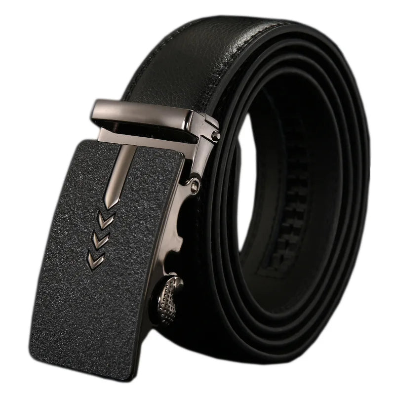 Luxury Men's Genuine Leather Business Belt Formal with Auto Lock for Buckle for Formal Wear