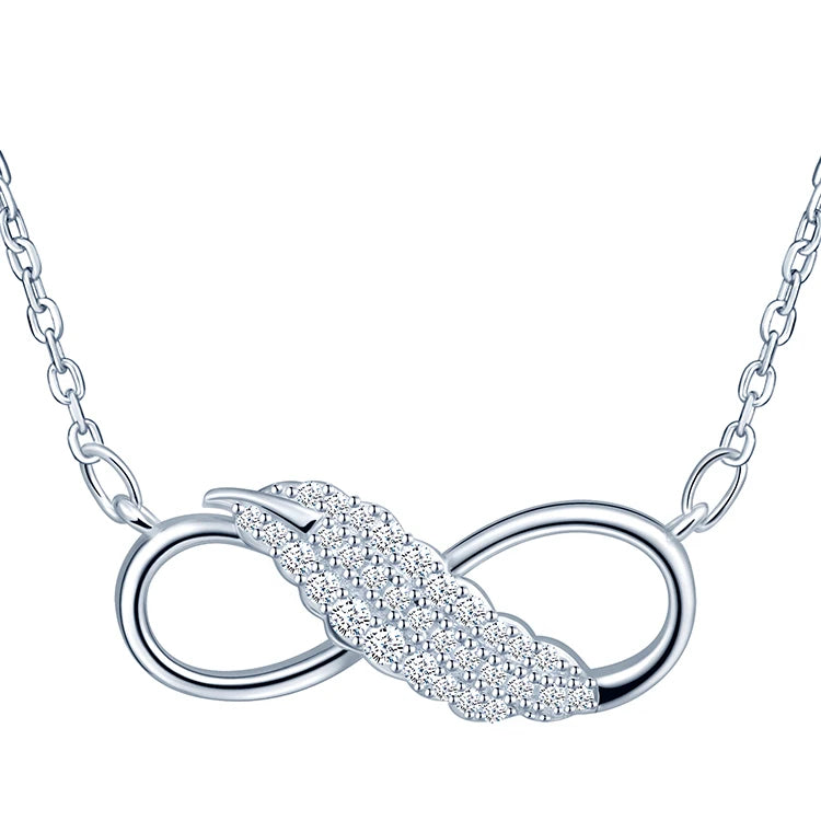 Fashion 925 Fine Jewelry Infinity Shape Silver Necklace for Women Lady