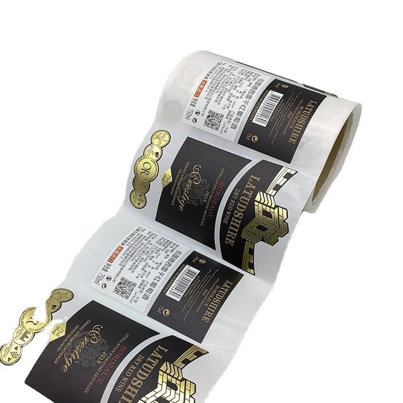 Hot Gold Foil Embossment Stamping UV Texture Paper Wine Label Bottle Sticker