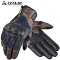 Retro Motorcycle Riding Gloves Leather Windproof Motorbike Racing Gloves Full Finger Street Motocross Gloves Breathable Men