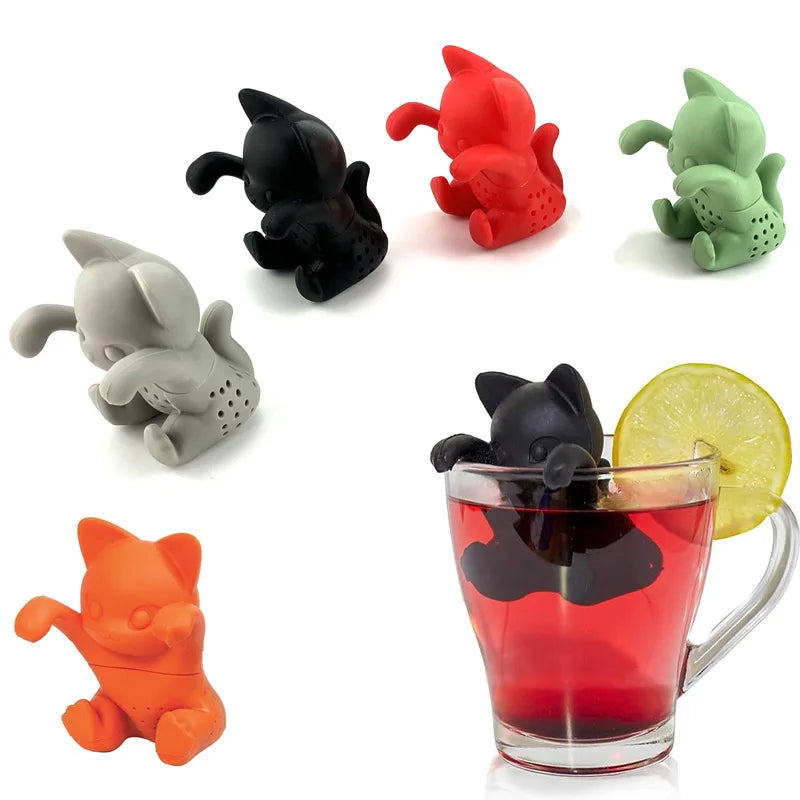 WELAND Custom 100% Food Grade Cute Animal Cat Tea Strainer Silicone Loose Leaf Tea Infusers
