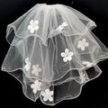 Vintage White Short Wedding Veil with Double Trimmed Pearl Bow Drill Comb 40-50cm Bridal Veil Headdress Accessory