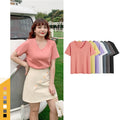 Hot Selling Custom Print logo Short Sleeve Women V-neck t Shirt