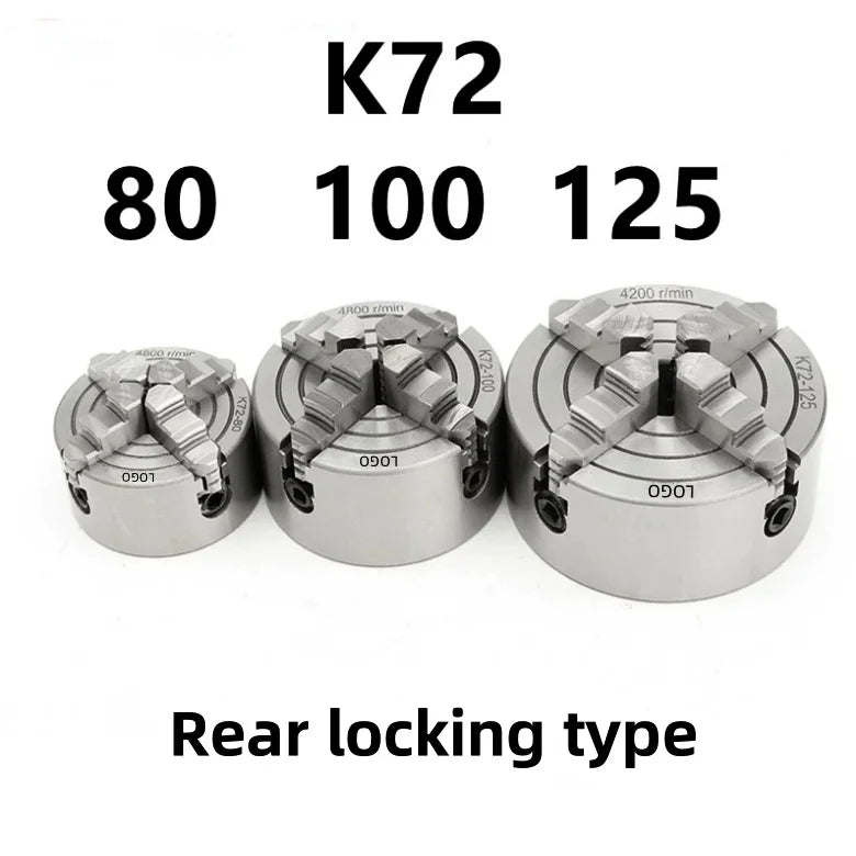 CHAJANE K72-80 Mini Lathe Chuck 80mm 4 Jaw Independent Manual & Hydraulic Power Steel 0.05mm Accuracy 3 Years Warranty