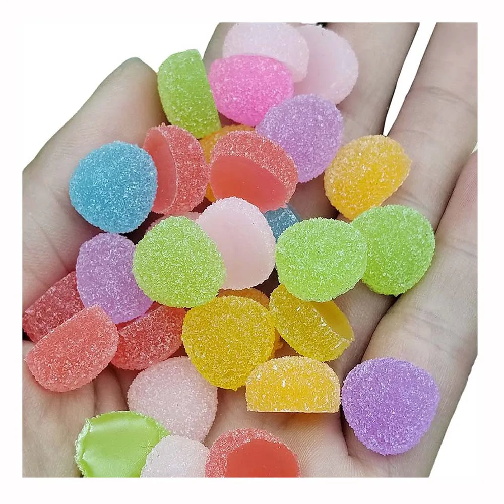 100Pcs Cute Mini Sugar Coated Colorful Candy Charm Christmas Flat Back Resin Cabochons Scrapbooking DIY Jewelry Hairpin Decor