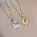 French Vintage Laser Bottom Frame Pearl Rose Pendant Necklace Trend Anti Tarnish Titanium Steel Flower Necklace Fashion Jewelry