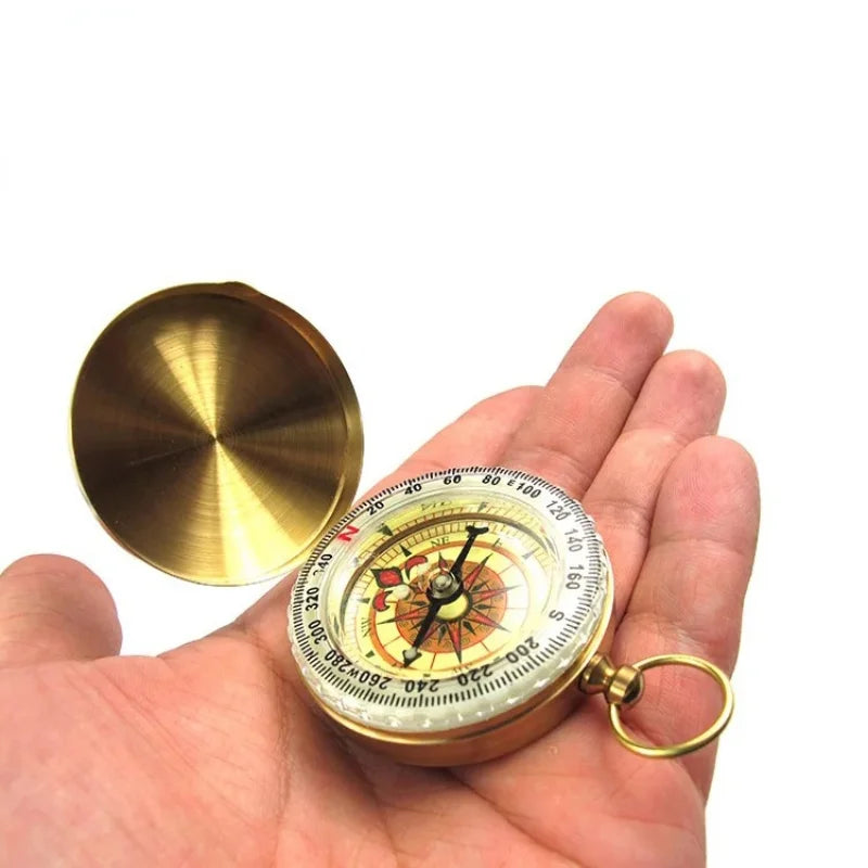 Outdoor Copper Clamshell Luminous Directional Multifunctional Compass Camping Gear Hiking Accessories