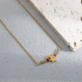 Products on the Shelves Fashion 18k Plated Real Gold rainbow Beaded Necklace Stainless Steel Girl Pendant Necklace