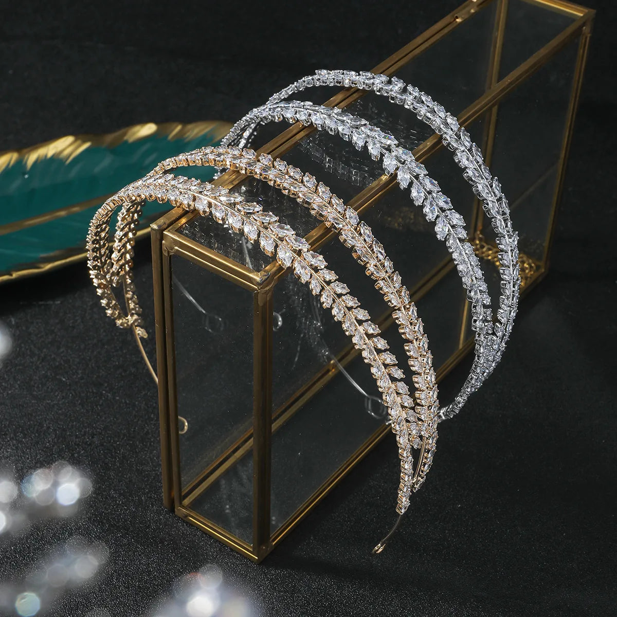 SLBRIDAL Luxury Sparkling Full Cubic Zircon Bridal Tiara Headband Wedding Crown Pageant CZ Hair Accessories Women HairJewelry