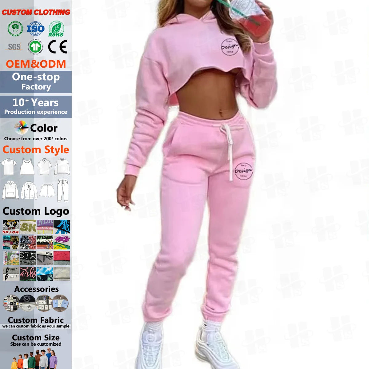 Women's Short Sweater Two-piece Set Autumn Print Sports Casual Suit Jogging Suits Woman Custom Tracksuit