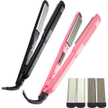 3 in 1 Hair Crimper Straightener Flat Iron with Interchangeable Titanium Plate Sets Electric Temperature Display LED Display