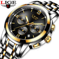LIGE Design 9817 Top New Luxury Men Watches Automatic Black Watch Stainless Steel Waterproof Business Sport  Clock Wristwatch