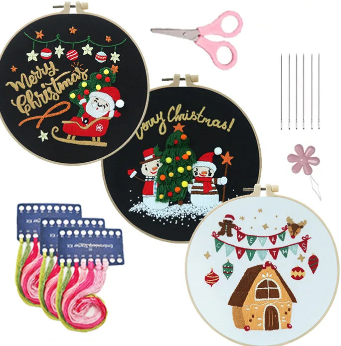 Festive Christmas Circle Embroidery Kit Create Holiday Magic