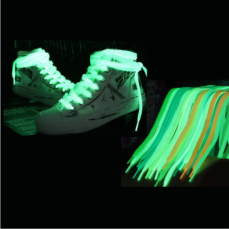 Colorful Cool Shoe Accessory High Light Glow in the Dark Luminous Fashion Fluorescent Round Shape Glittering Sneakers Shoelaces
