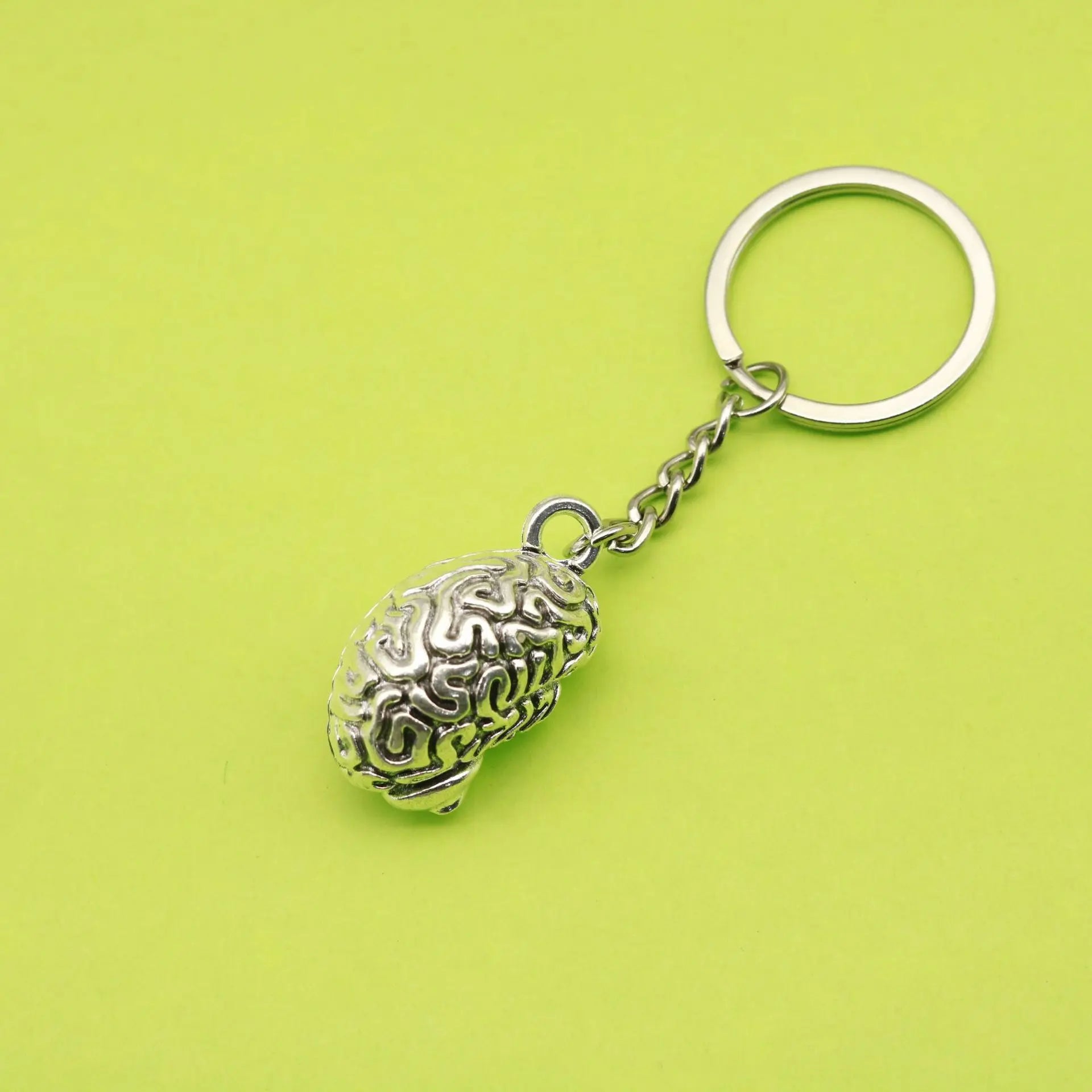 Hot-Selling Temu Brain Keychain Pendant Vintage Fashion Metal and Crystal Accessories