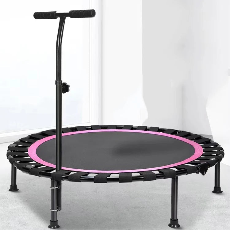 Folding Mini  Fitness Rebounder with Adjustable Foam Handlebar & Resistant Band for Exercise